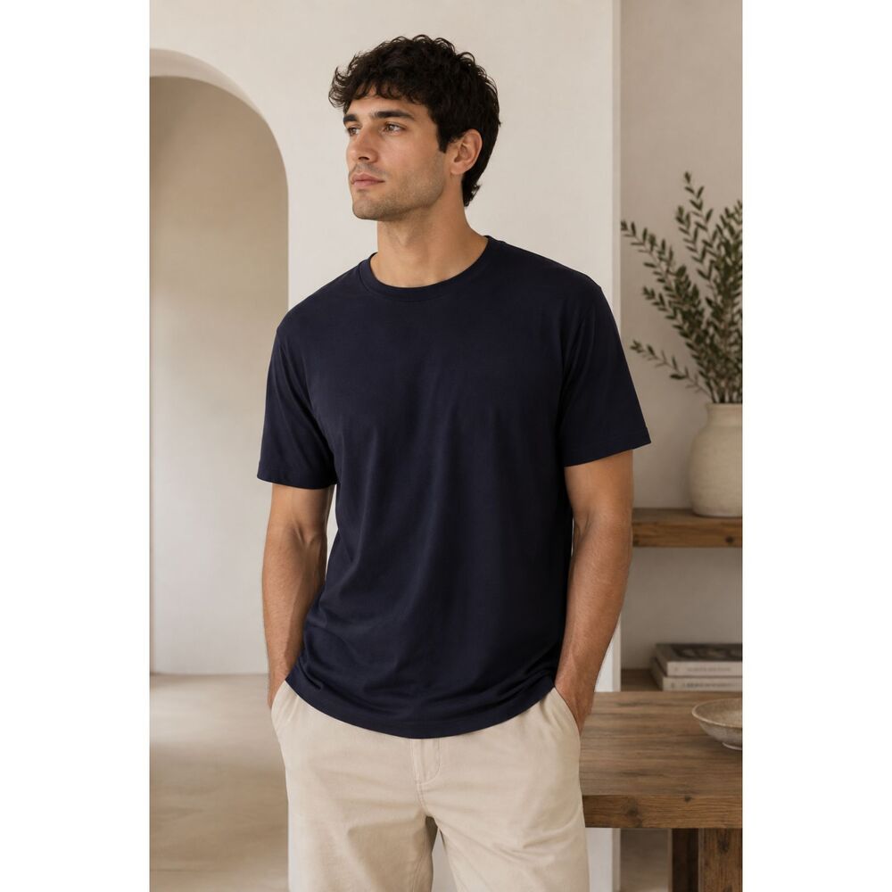 Quince Blue Prima Cotton Luxe Touch T Shirt Tee Top  Mens Size Large